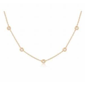 NEW EF COLLECTION women's 5 diamond pillow necklace in gold
